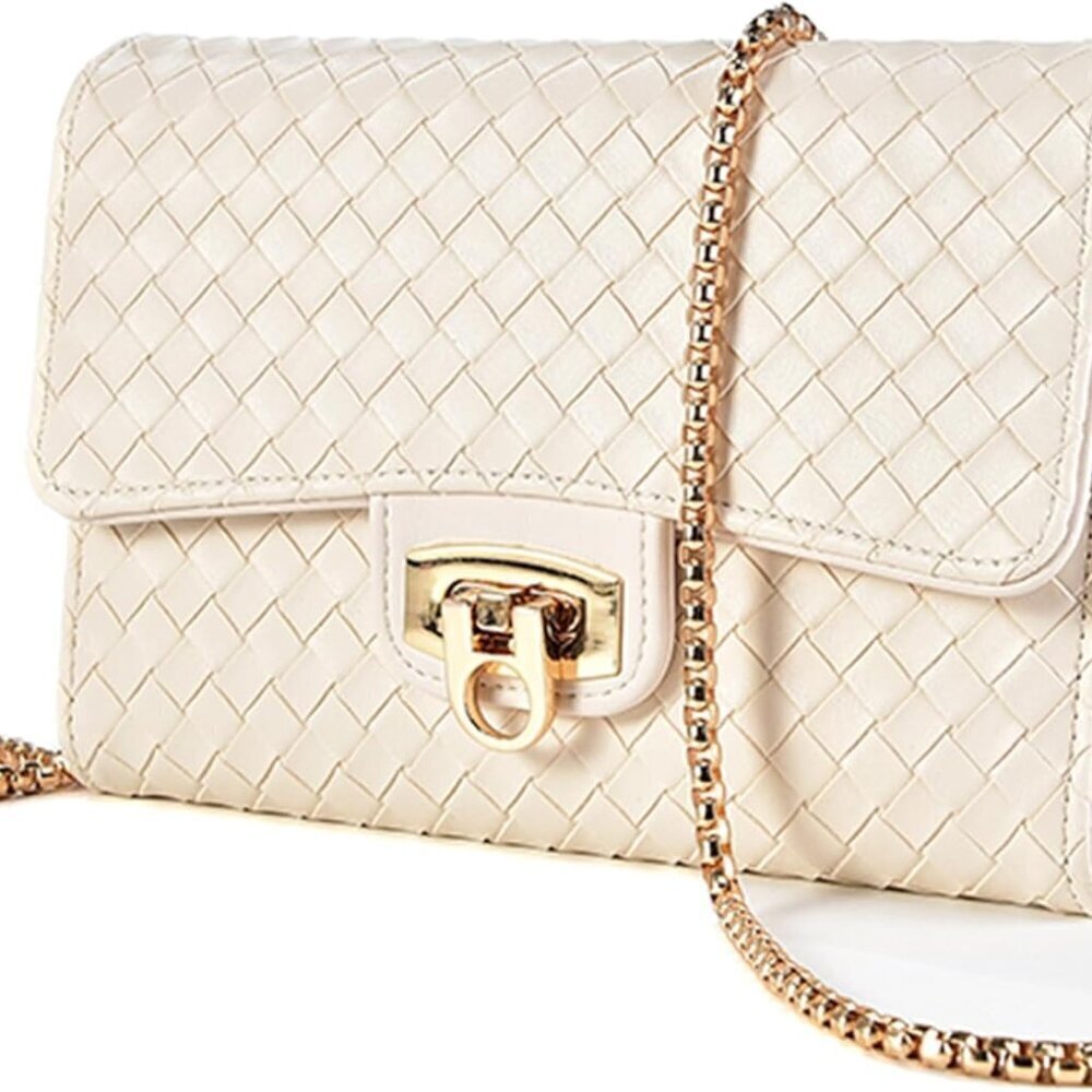 Women's Woven Leather Crossbody Bag Small Purse Fits iPhone Cards Work Evening